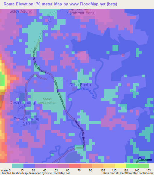 Ronta,Indonesia Elevation Map