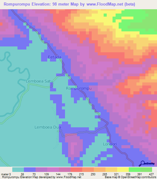 Rompurompu,Indonesia Elevation Map