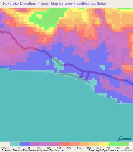 Rokoroko,Indonesia Elevation Map