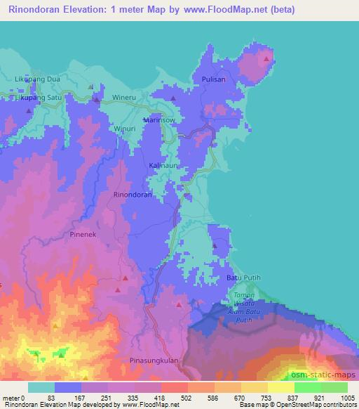 Rinondoran,Indonesia Elevation Map