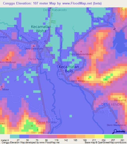 Cenggu,Indonesia Elevation Map