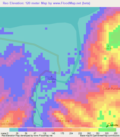 Reo,Indonesia Elevation Map