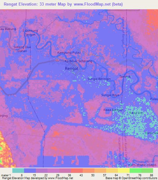 Rengat,Indonesia Elevation Map