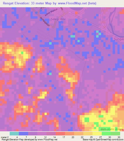 Rengat,Indonesia Elevation Map