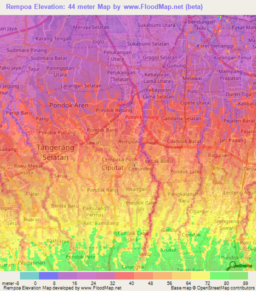 Rempoa,Indonesia Elevation Map