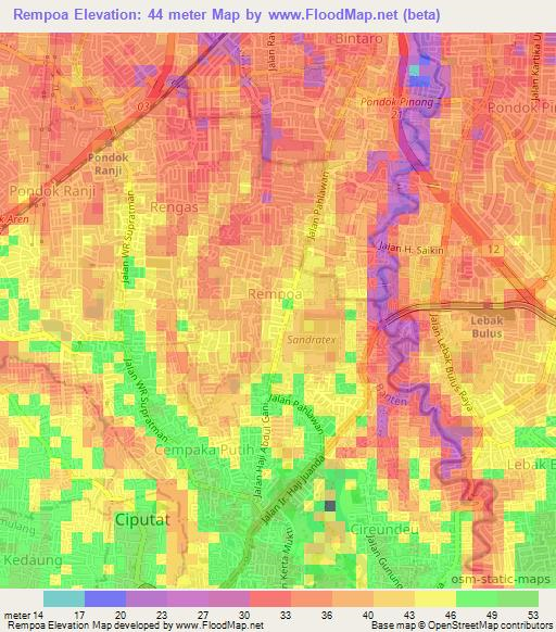 Rempoa,Indonesia Elevation Map