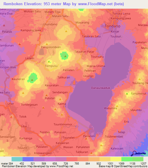 Remboken,Indonesia Elevation Map