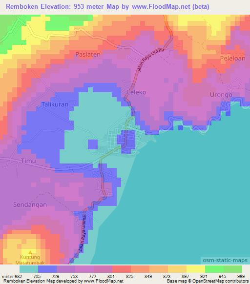 Remboken,Indonesia Elevation Map