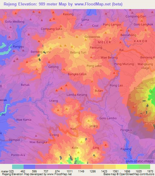 Rejeng,Indonesia Elevation Map