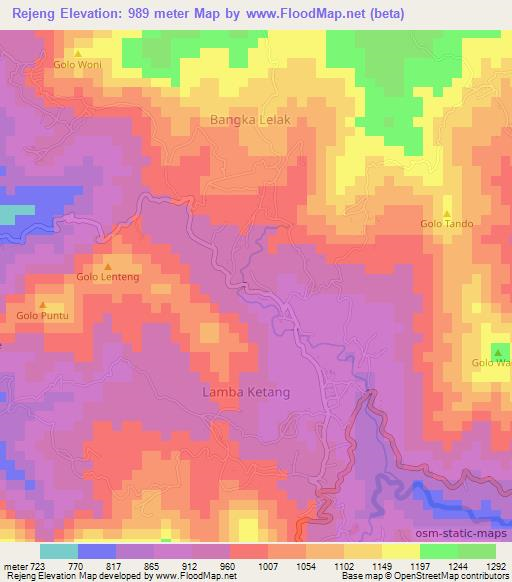 Rejeng,Indonesia Elevation Map