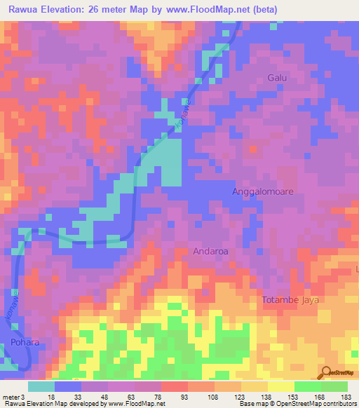 Rawua,Indonesia Elevation Map