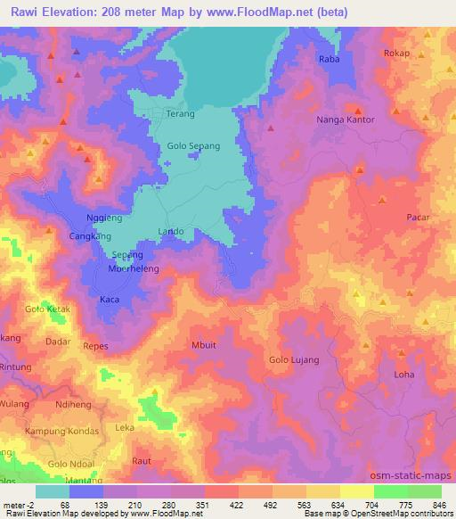 Rawi,Indonesia Elevation Map