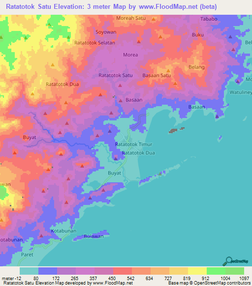 Ratatotok Satu,Indonesia Elevation Map