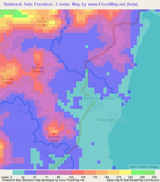 Ratatotok Satu,Indonesia Elevation Map