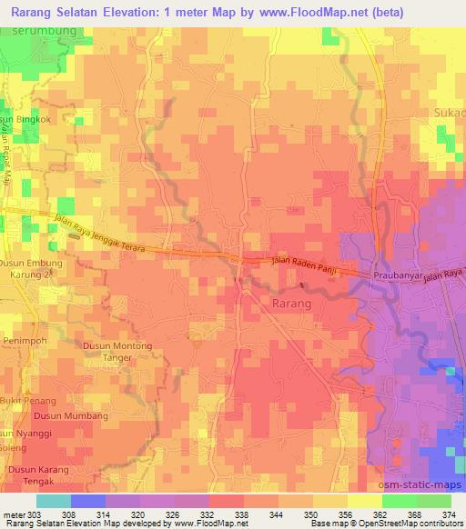 Rarang Selatan,Indonesia Elevation Map