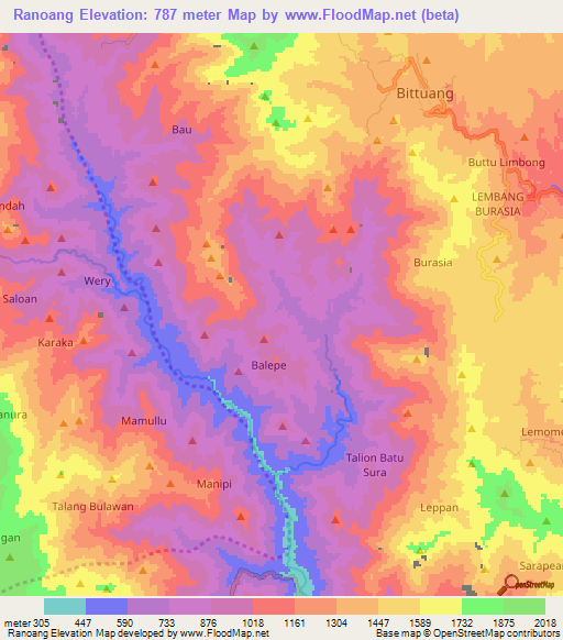 Ranoang,Indonesia Elevation Map