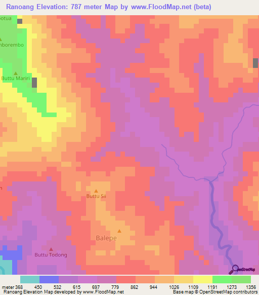 Ranoang,Indonesia Elevation Map