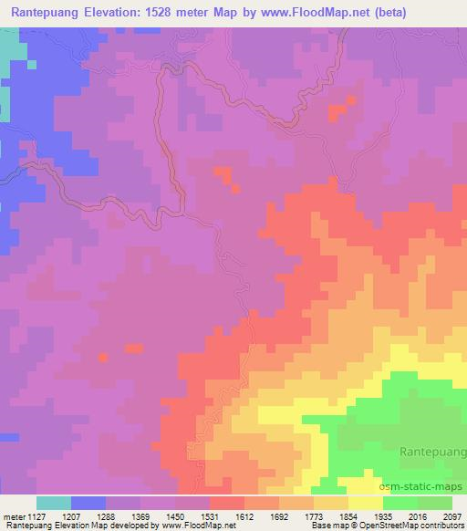 Rantepuang,Indonesia Elevation Map