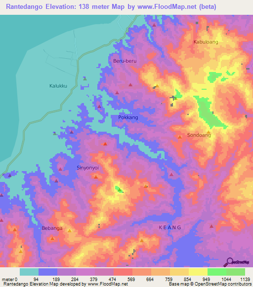 Rantedango,Indonesia Elevation Map