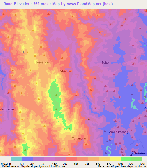 Ratte,Indonesia Elevation Map