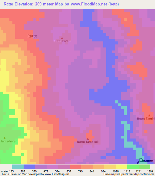 Ratte,Indonesia Elevation Map