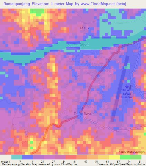 Rantaupanjang,Indonesia Elevation Map