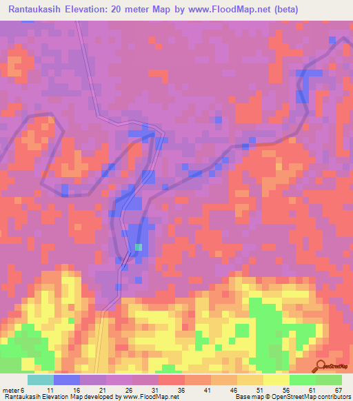 Rantaukasih,Indonesia Elevation Map