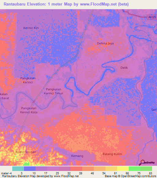 Rantaubaru,Indonesia Elevation Map