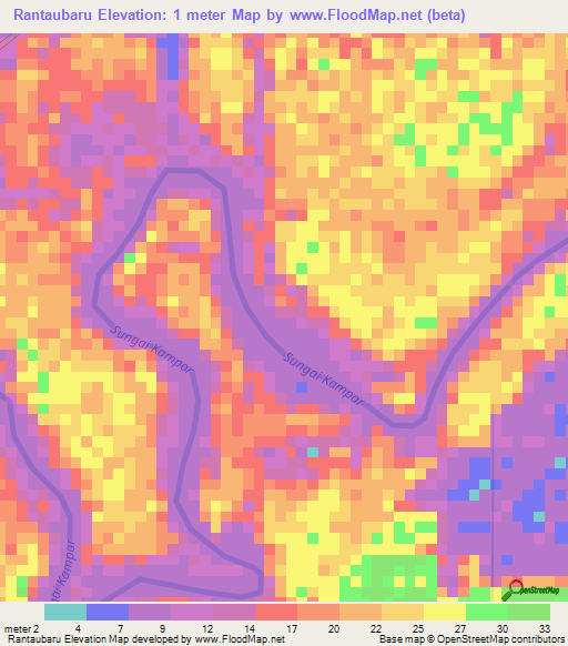 Rantaubaru,Indonesia Elevation Map