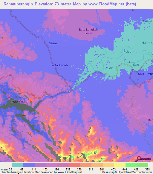 Rantauberangin,Indonesia Elevation Map