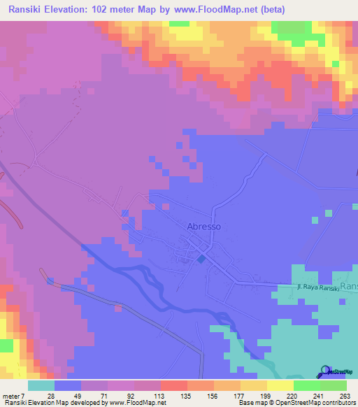 Ransiki,Indonesia Elevation Map