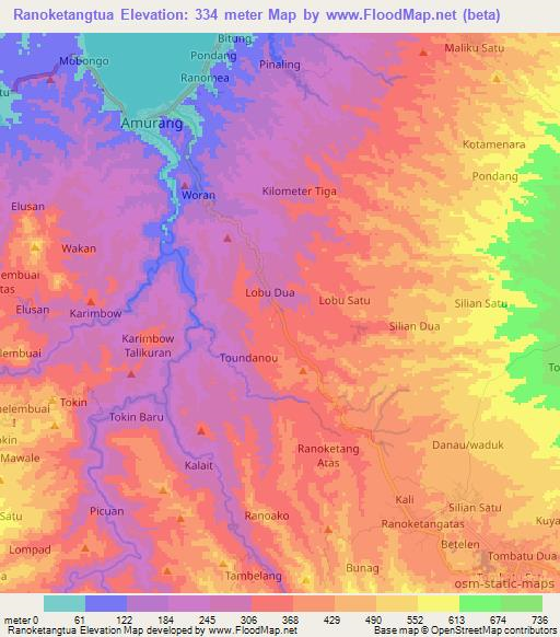 Ranoketangtua,Indonesia Elevation Map