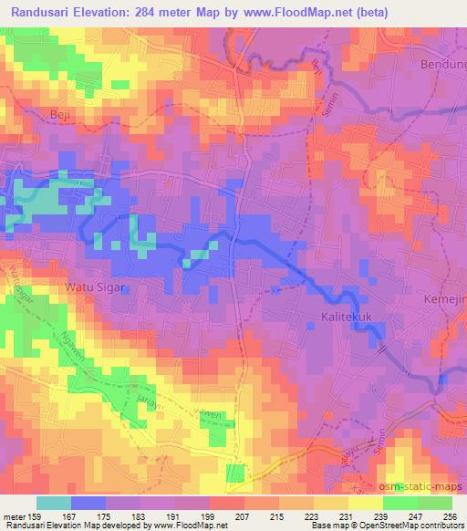 Randusari,Indonesia Elevation Map