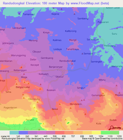 Randudongkal,Indonesia Elevation Map