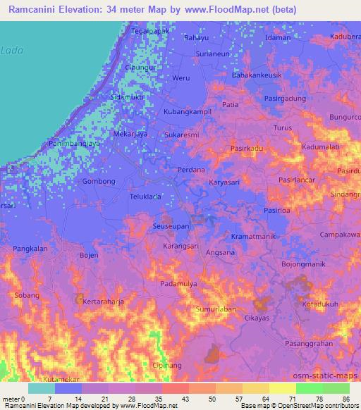 Ramcanini,Indonesia Elevation Map