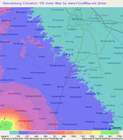 Rancalutung,Indonesia Elevation Map