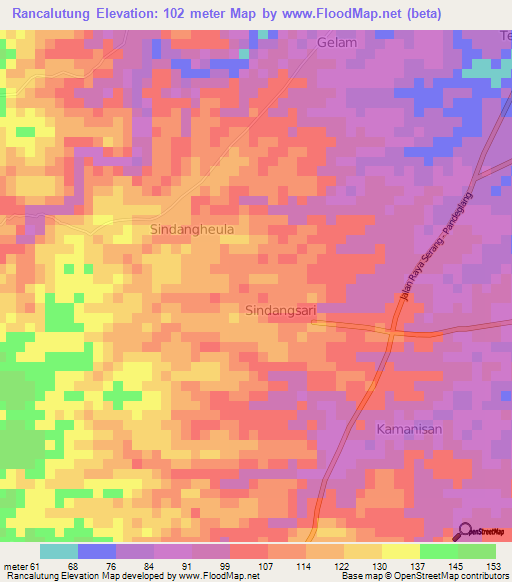 Rancalutung,Indonesia Elevation Map