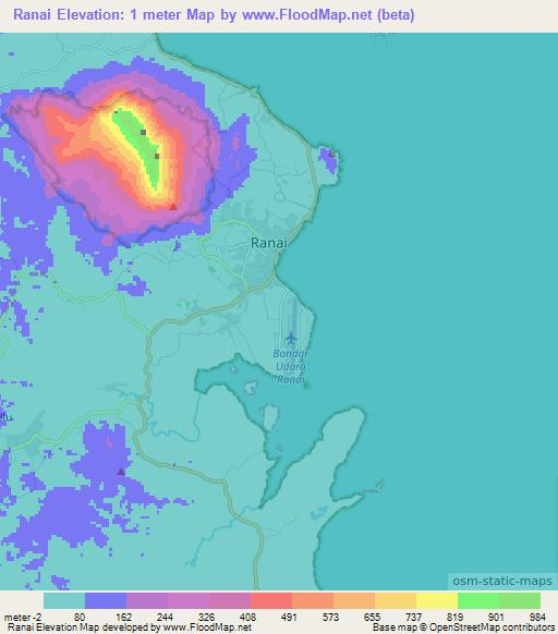 Ranai,Indonesia Elevation Map