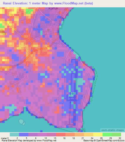 Ranai,Indonesia Elevation Map