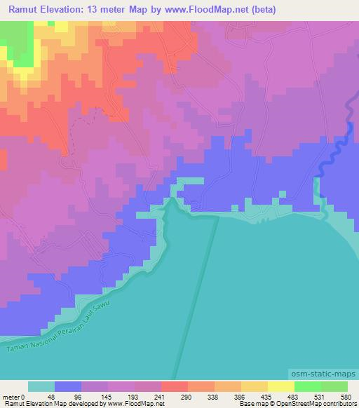 Ramut,Indonesia Elevation Map