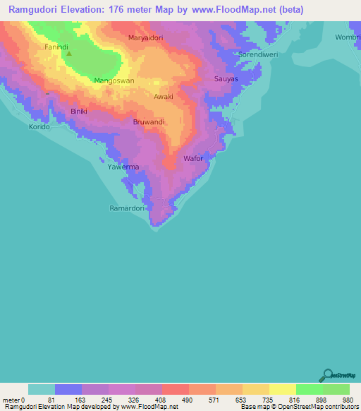 Ramgudori,Indonesia Elevation Map