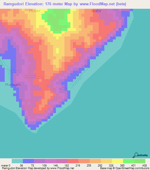 Ramgudori,Indonesia Elevation Map