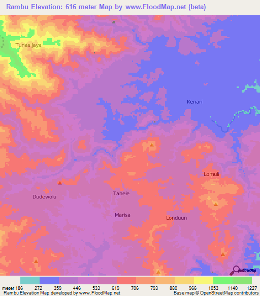 Rambu,Indonesia Elevation Map