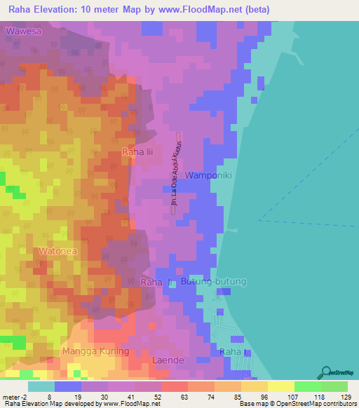 Raha,Indonesia Elevation Map