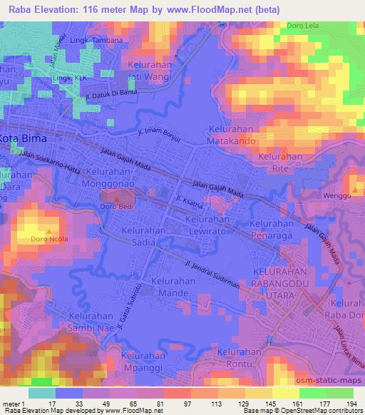 Raba,Indonesia Elevation Map