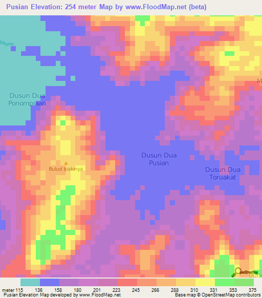 Pusian,Indonesia Elevation Map