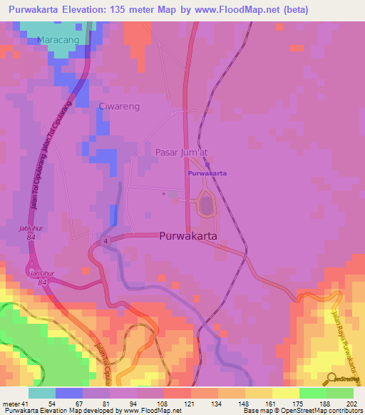 Purwakarta,Indonesia Elevation Map