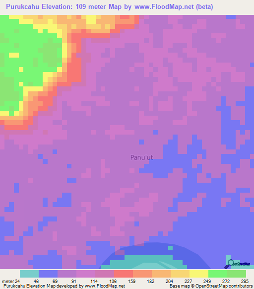 Purukcahu,Indonesia Elevation Map