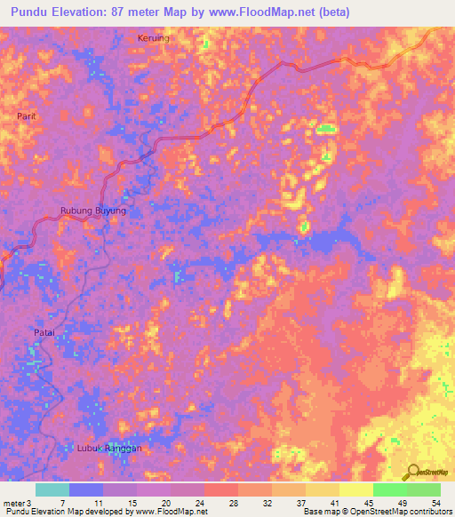 Pundu,Indonesia Elevation Map