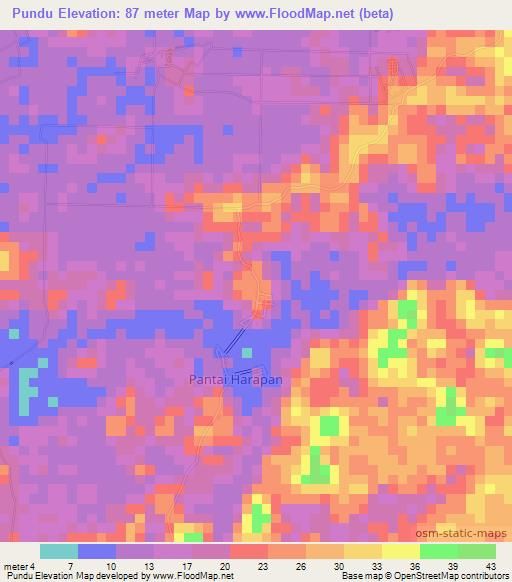 Pundu,Indonesia Elevation Map